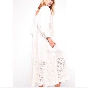 Free People Cream Crochet-Hem Maxi Dress